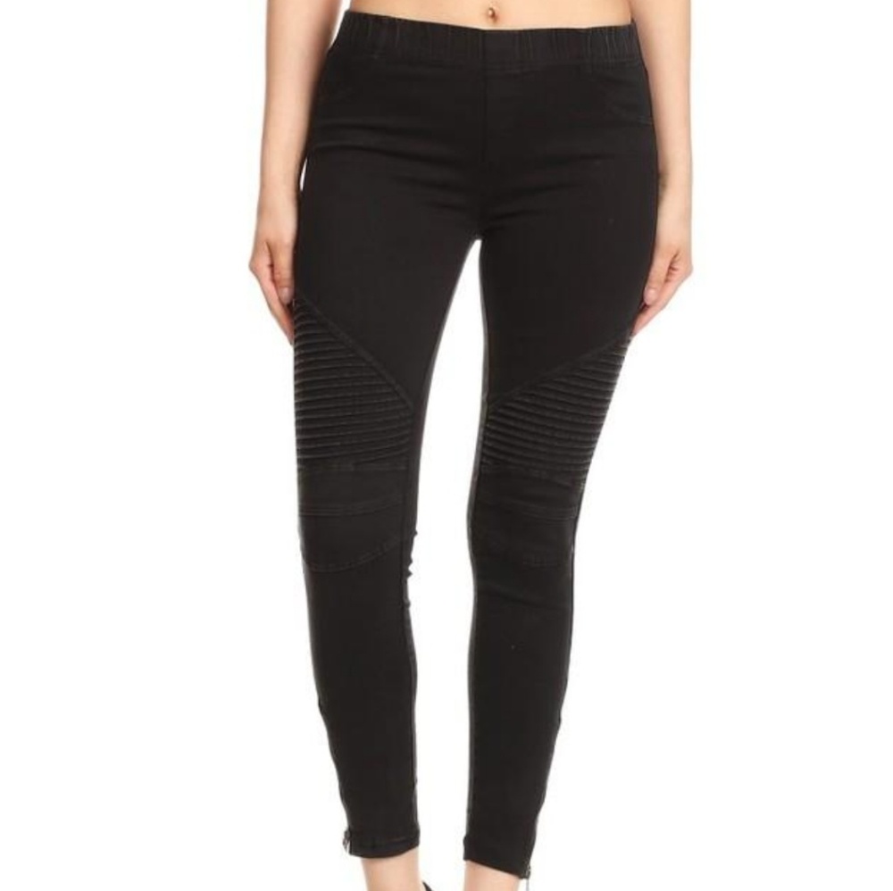 NWT Black Suede Moto Leggings